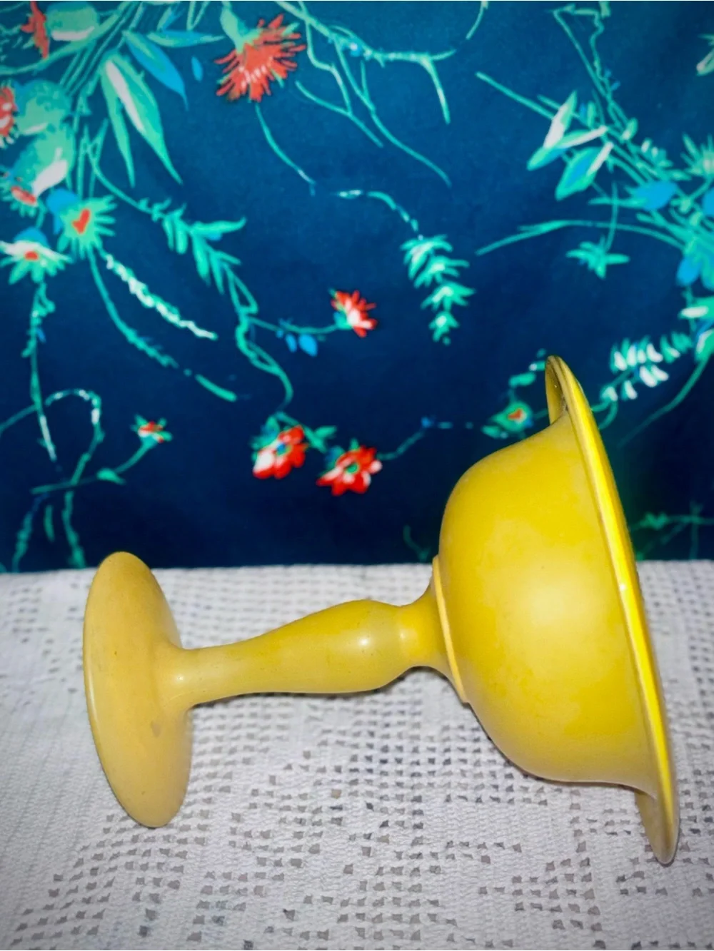 Vtg 1950s Czechoslovakian Frosted Cadmium Yellow Tango 7” Pedestal Compote